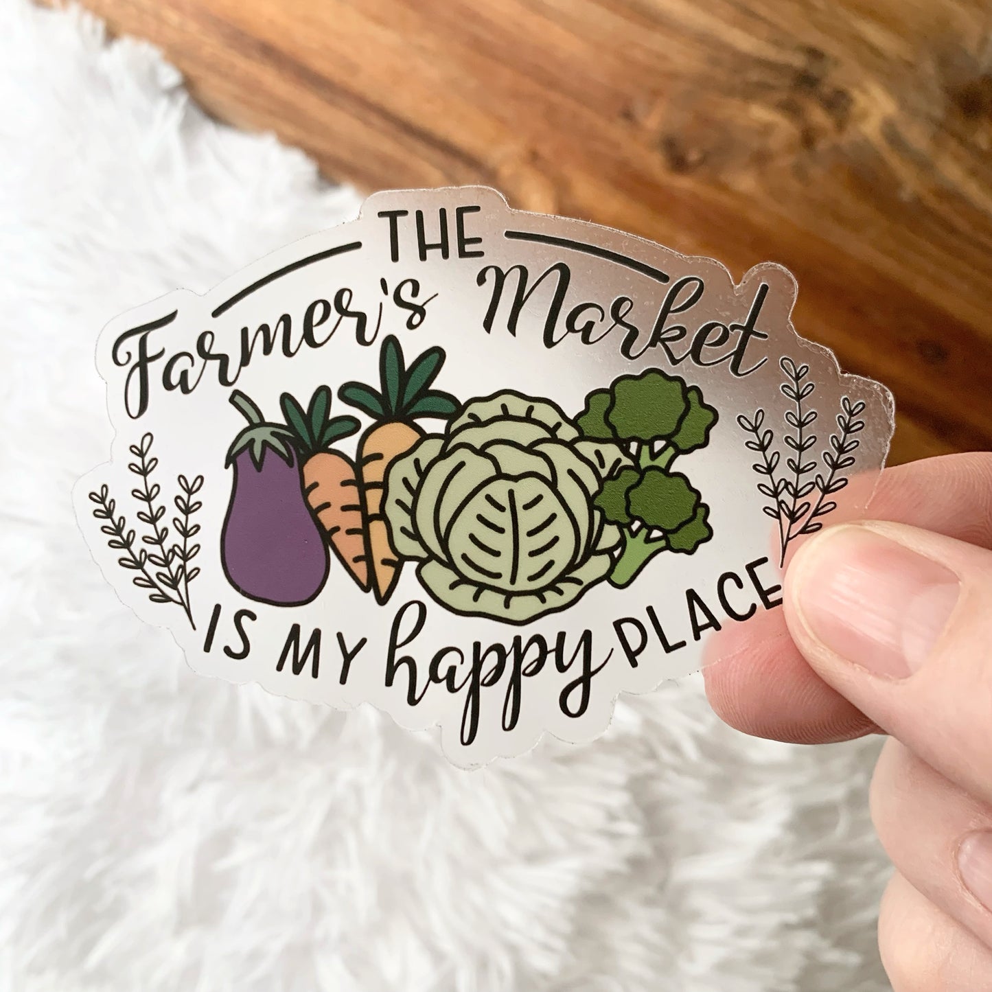 CLEAR The Farmer's Market is My Happy Place Sticker, 3.5 x 2.48 in