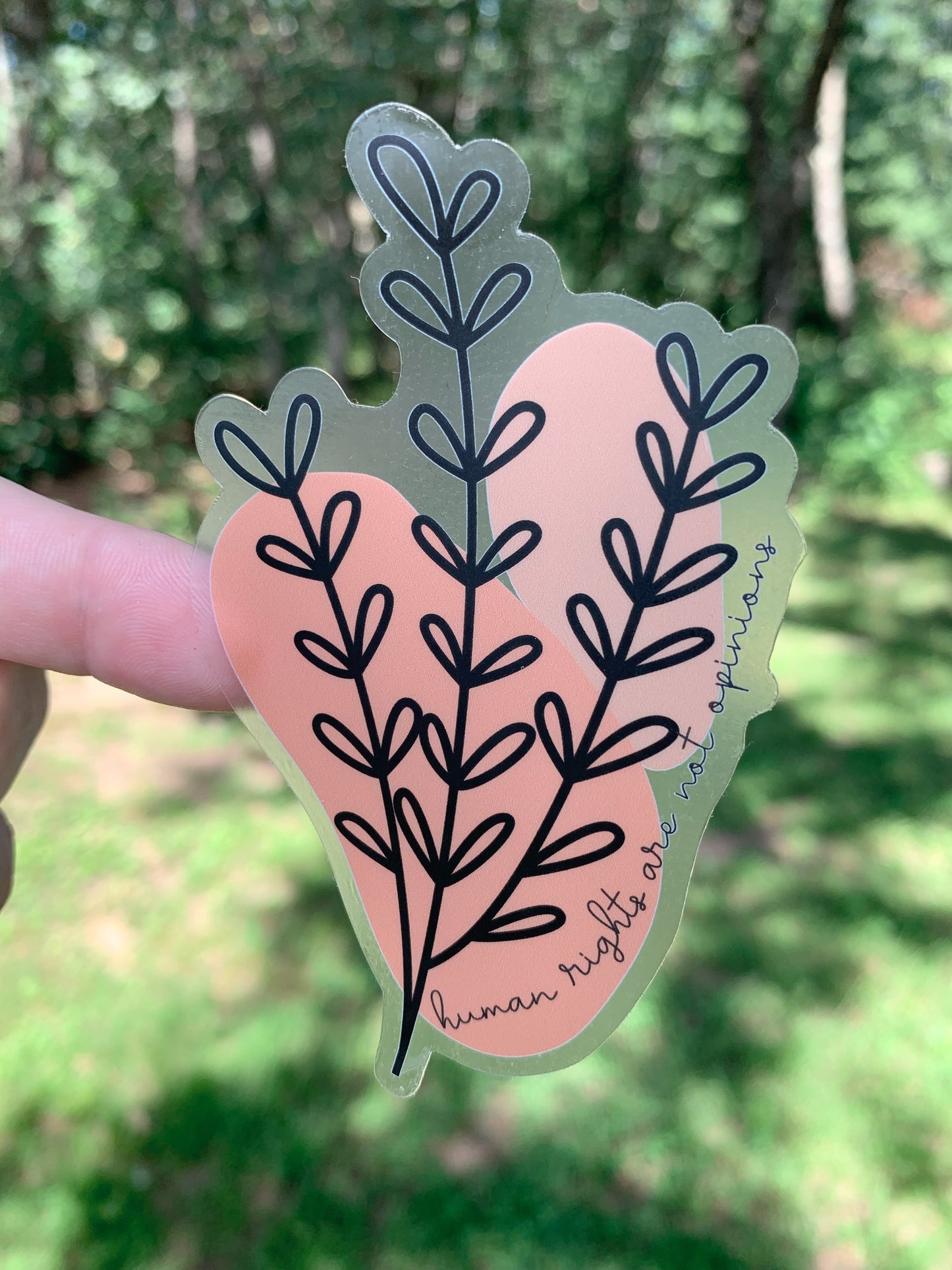 CLEAR Floral Boho Human Rights Sticker, 2.49 x 4 in