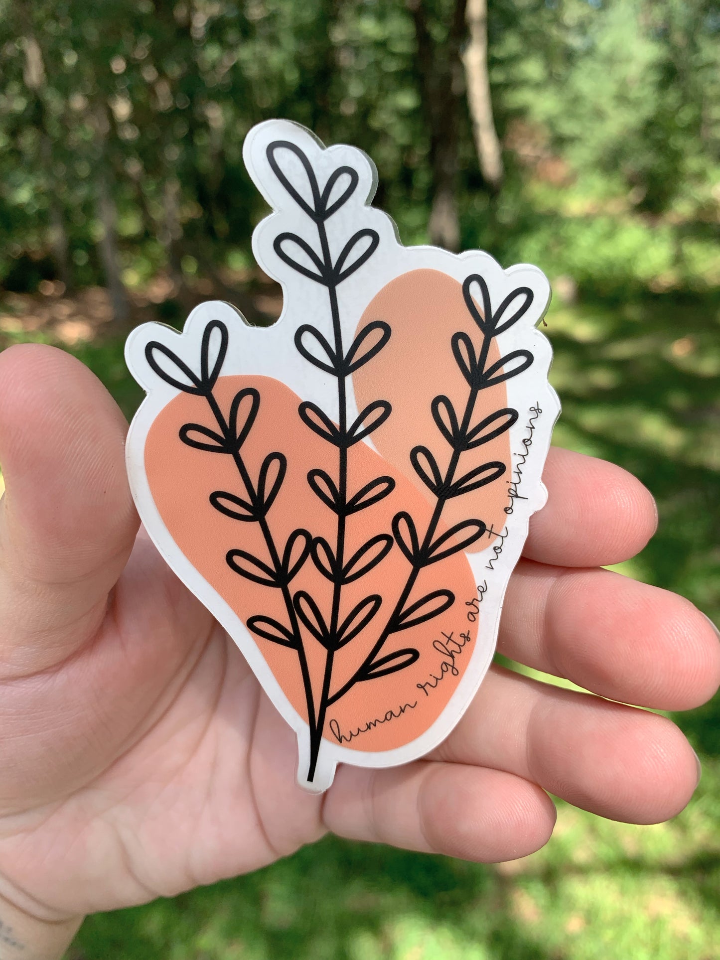 CLEAR Floral Boho Human Rights Sticker, 2.49 x 4 in