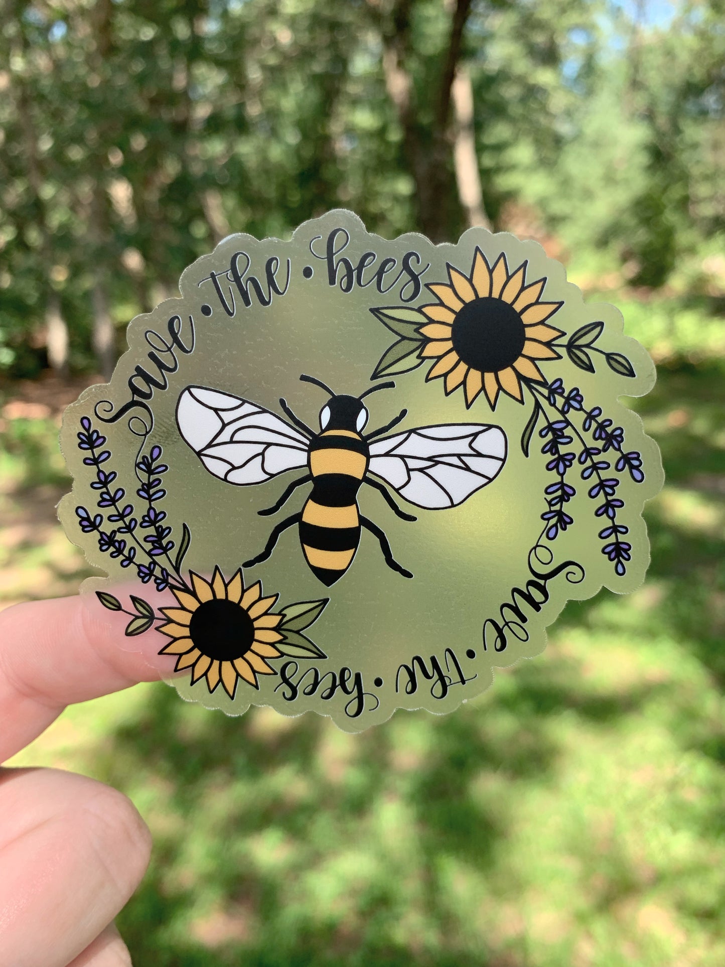 CLEAR Save the Bees Sticker, 3.5 x 3.18 in