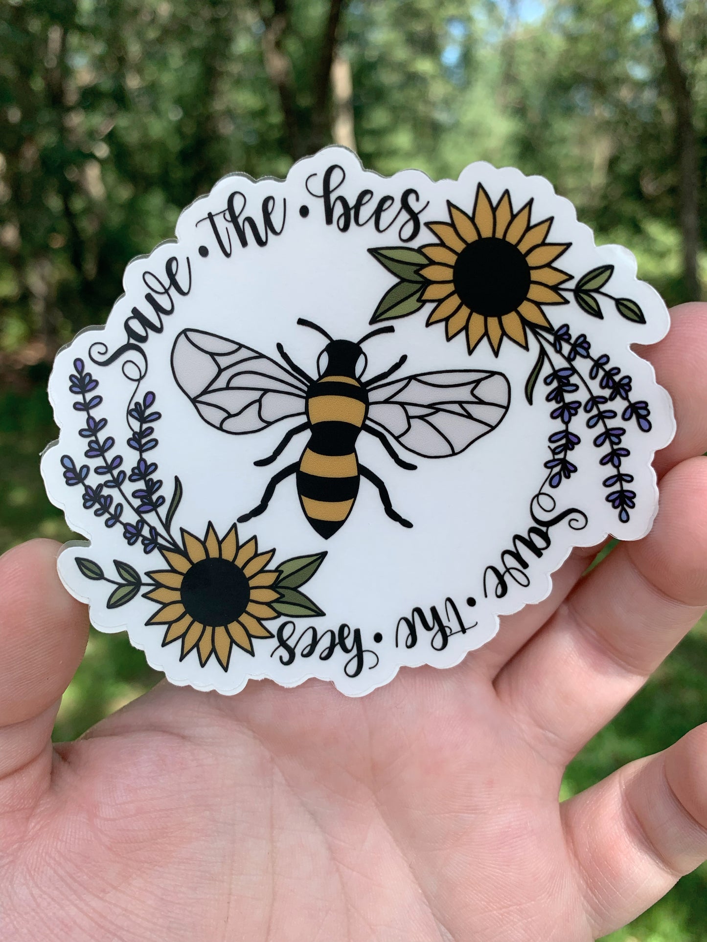 CLEAR Save the Bees Sticker, 3.5 x 3.18 in