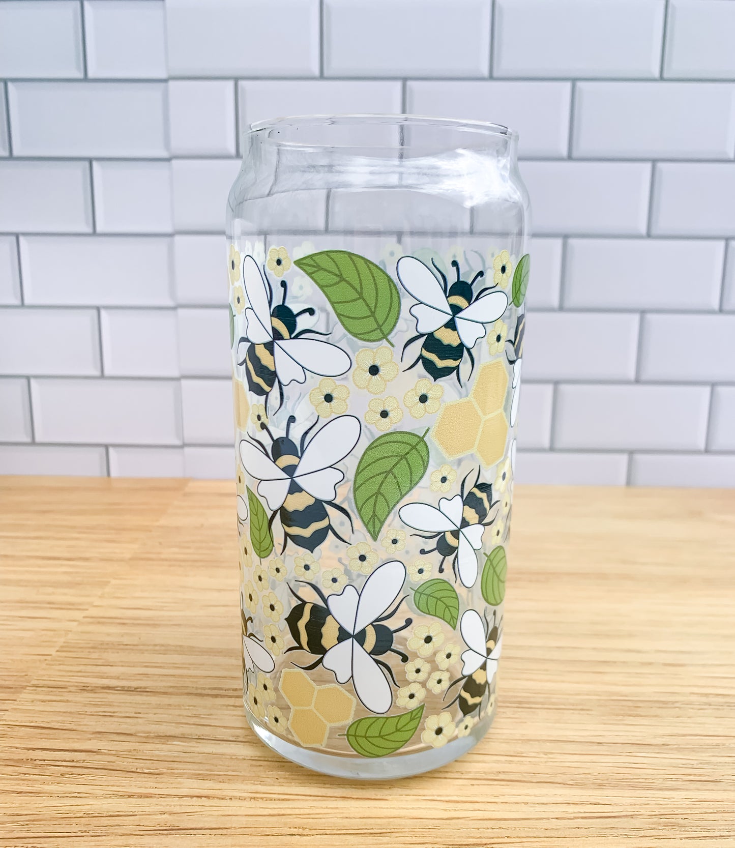 Bees and Blooms Iced Coffee Glass - 20oz