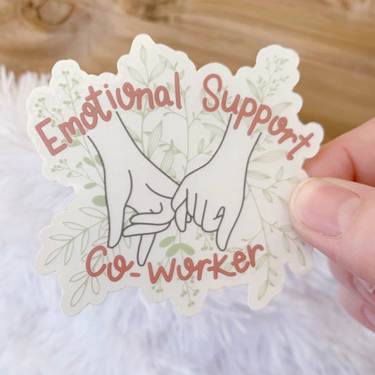 Emotional Support Co-Worker Sticker, 3 x 2.83 in