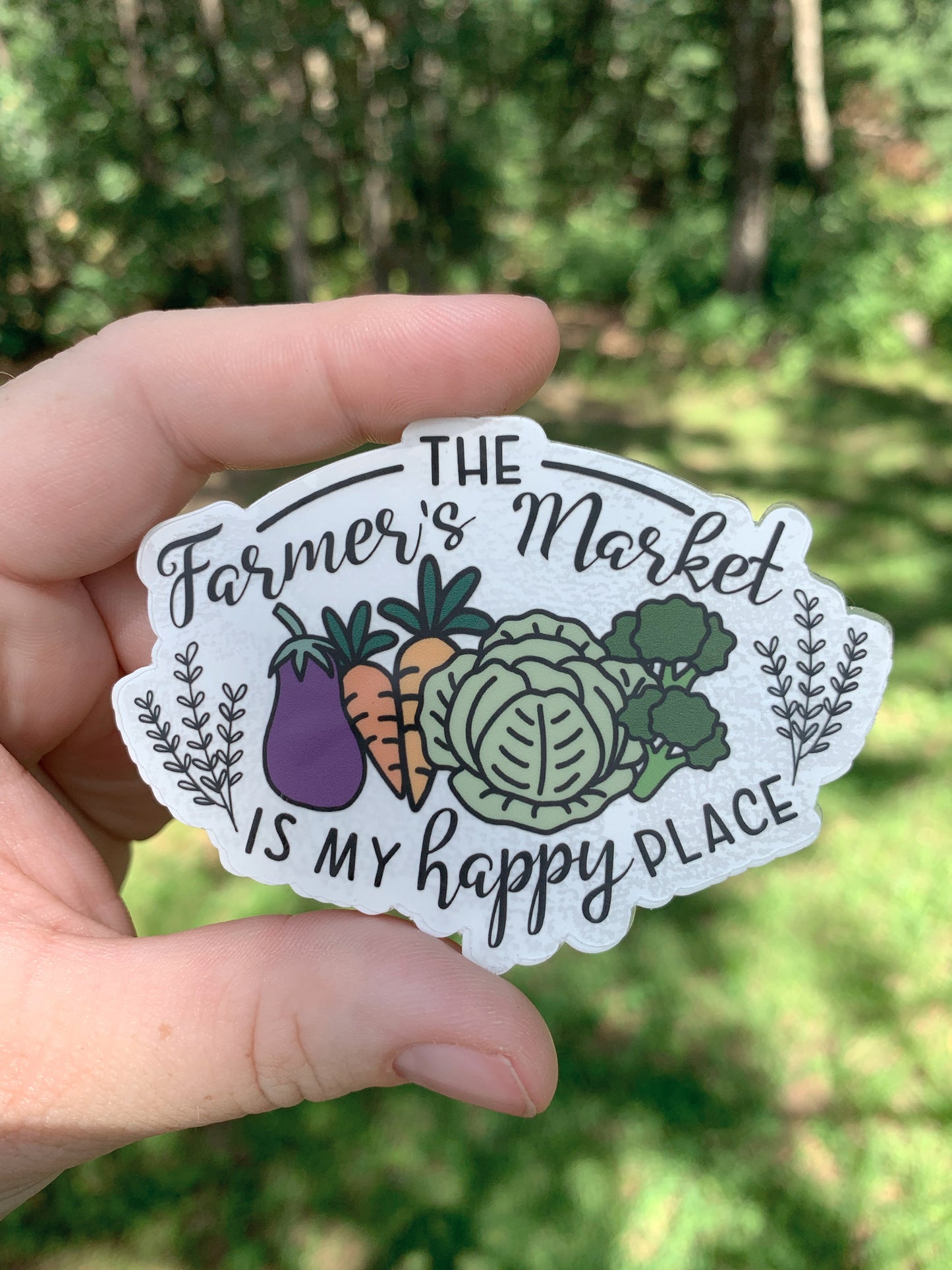 CLEAR The Farmer's Market is My Happy Place Sticker, 3.5 x 2.48 in
