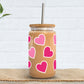 Hearts with Outline Iced Coffee Glass - 16oz