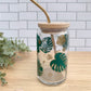 Green and Gold Monstera Iced Coffee Glass - 16oz