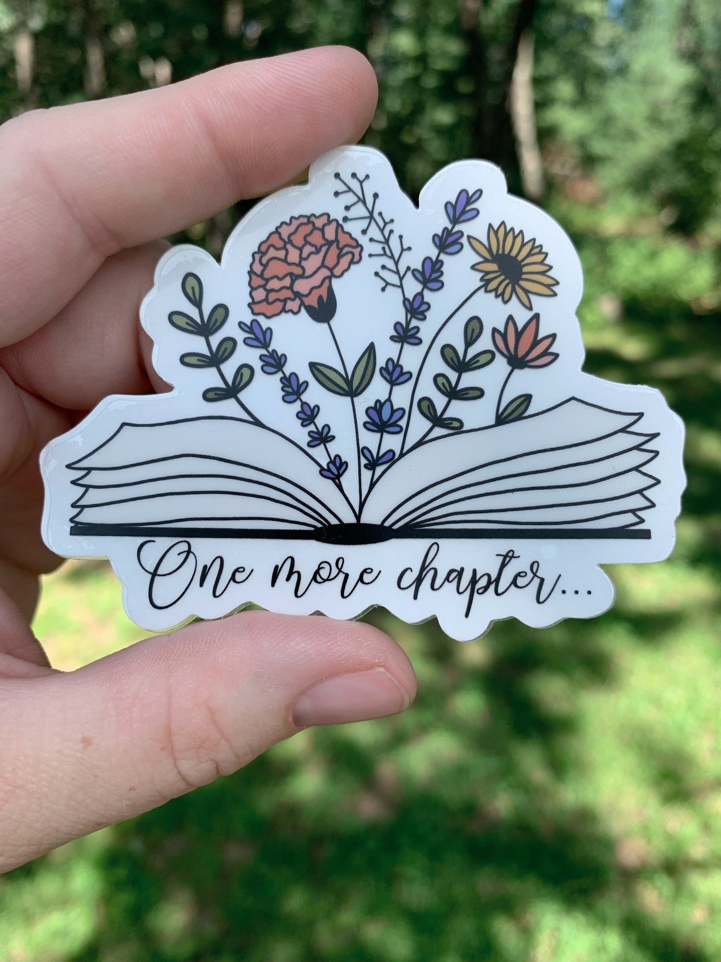 CLEAR One More Chapter Sticker, 3.5 x 2.67 in