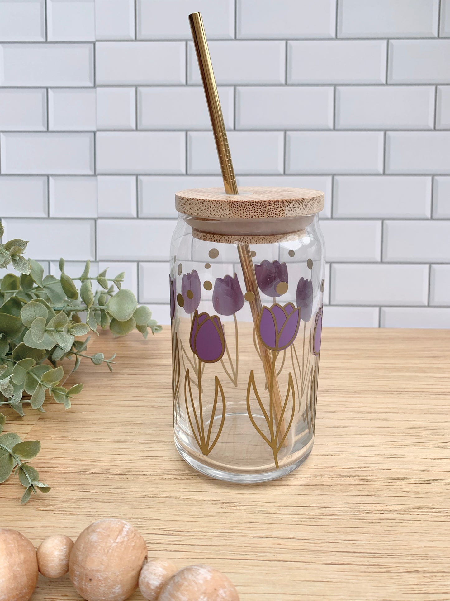 Tulips Iced Coffee Glass - 16oz